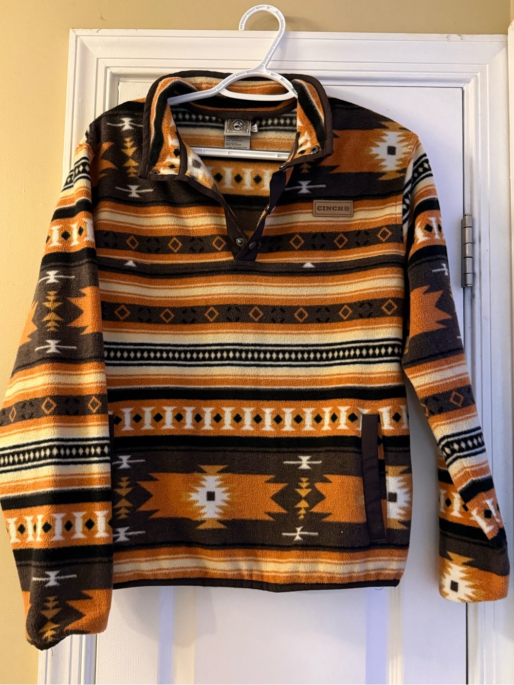 Cinch Aztec Fleece Pullover - Brown, Gold & Black